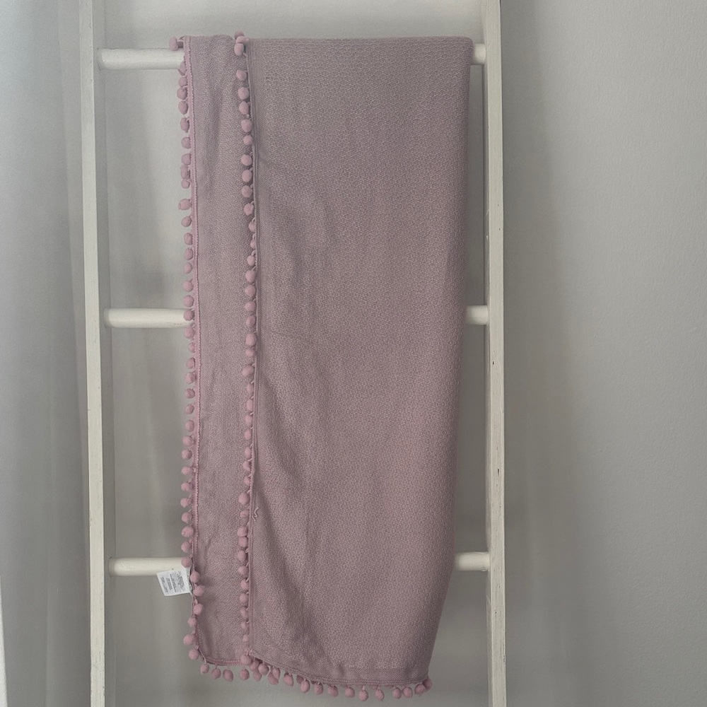 J. Crew Lavendar Scarf/Wrap with Pom-Pom Trim